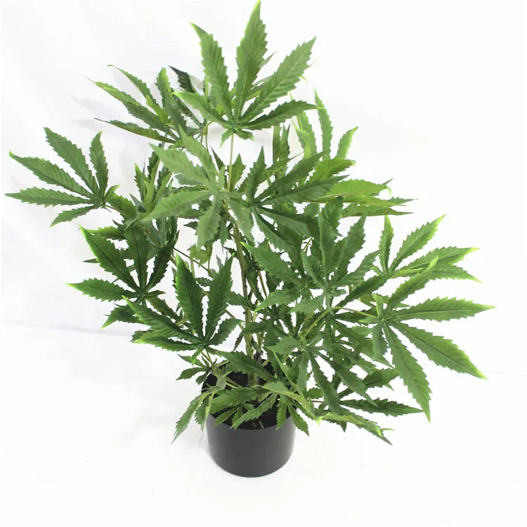 Оптовая продажа, искусственное пластиковое растение каннабиса 65 см, искусственный Мак