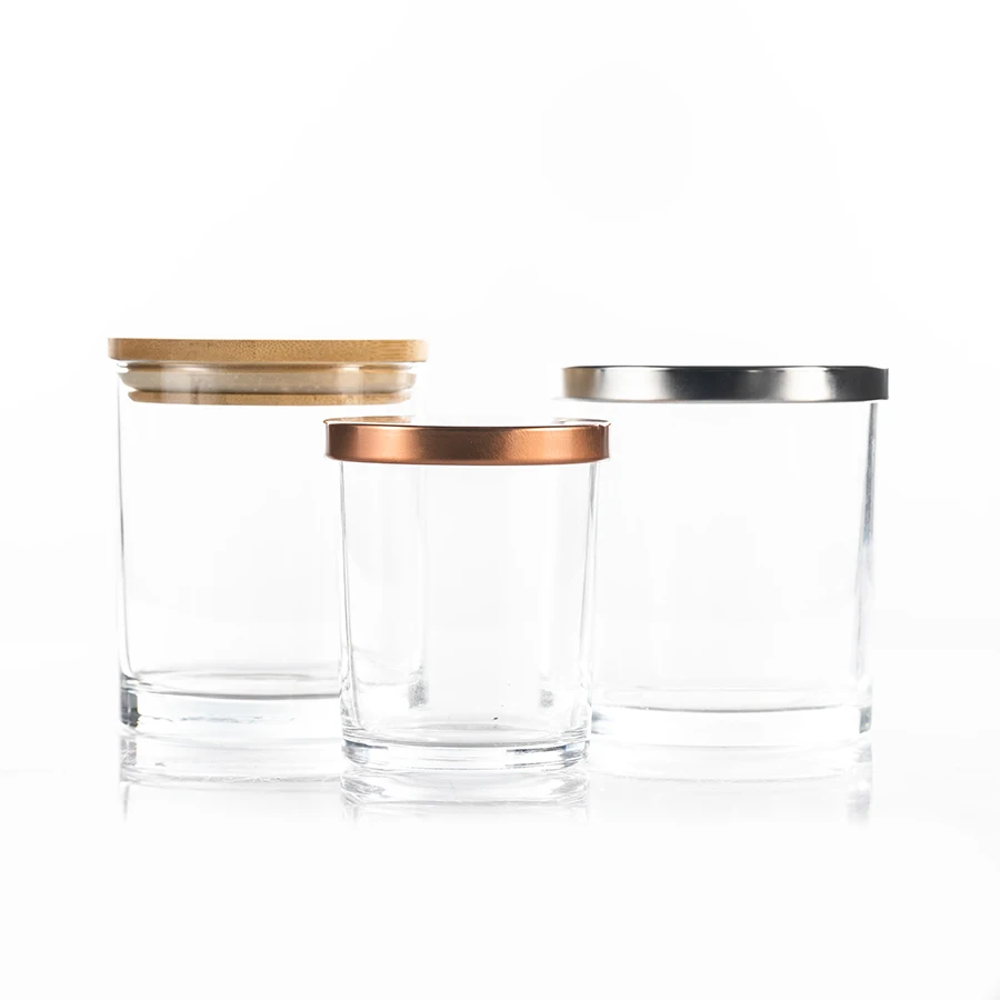 Wholesale China factory price glass jar candle container luxury empty glass jar for candle with metal lid