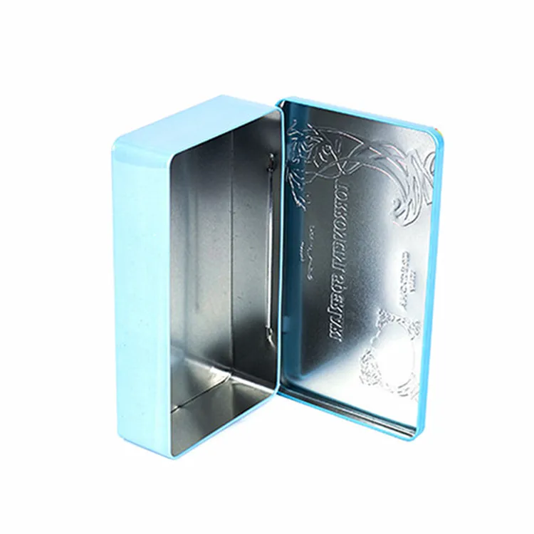 Custom Rectangular Cookie Metal Tin  With Hinged Tin Box