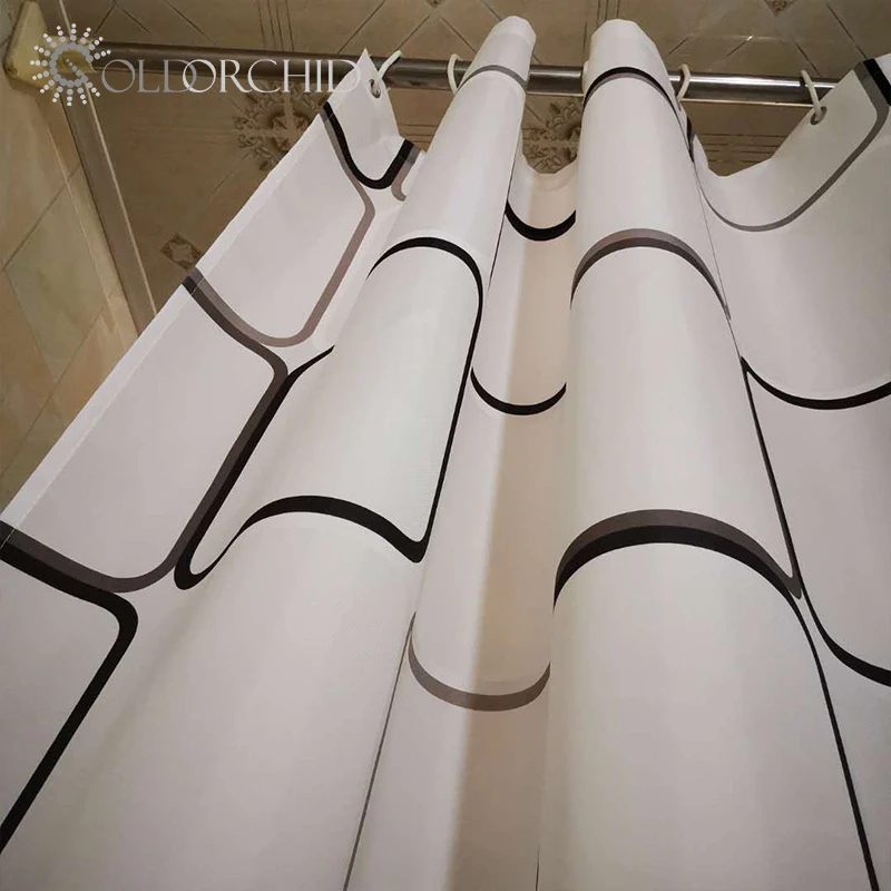Bathroom Custom Printed Polyester Waterproof Bathroom Shower Curtain