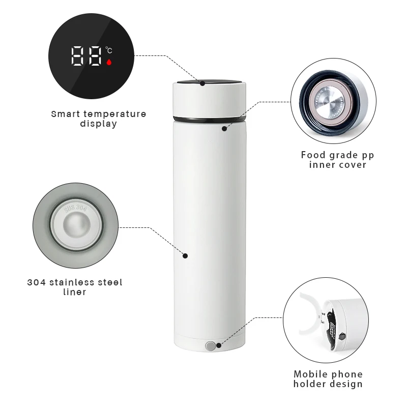 Chasing drama cup new intelligent temperature measurement and thermal insulation mobile phone bracket stainless steel cup