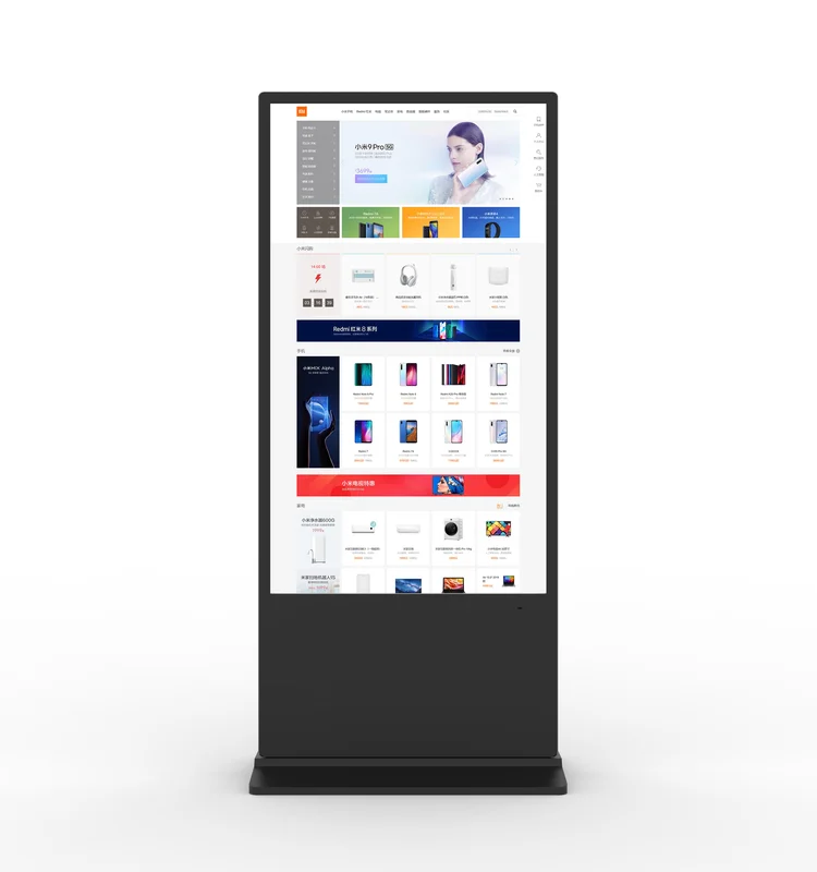 65 Inch Floor Stand Lcd Display Digital Signage Kiosk for Advertising Double Sided 1920*1080 2K Touch Screen Kiosk 80 SDK 1000:1