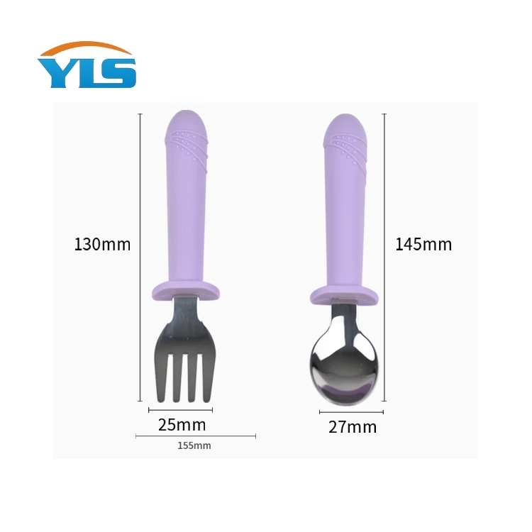 Bamboo plate bowl fork and spoon set of 4 with suction baby feeding set Wooden Baby Fork Silicone Spoon