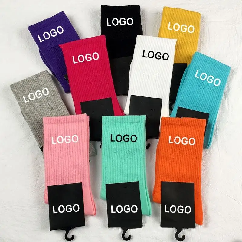 Colorful Unisex Embroidery Custom Logo Crew Socks Knitted Designer Cotton Mens Socks