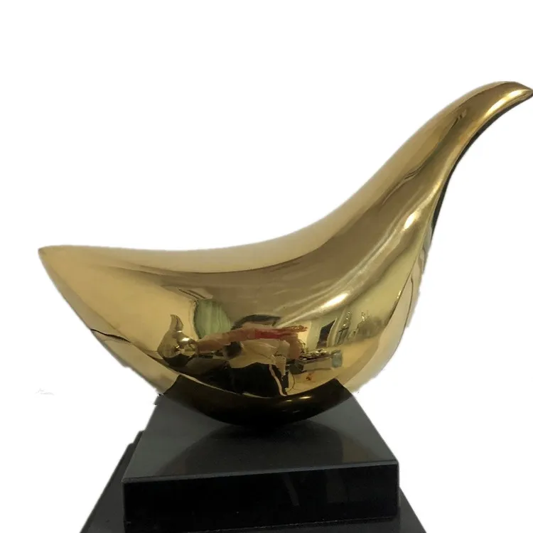 Abstract Bird Sculpture Hand-polished Golden Birds Stainless Steel Wall Art Sculpture