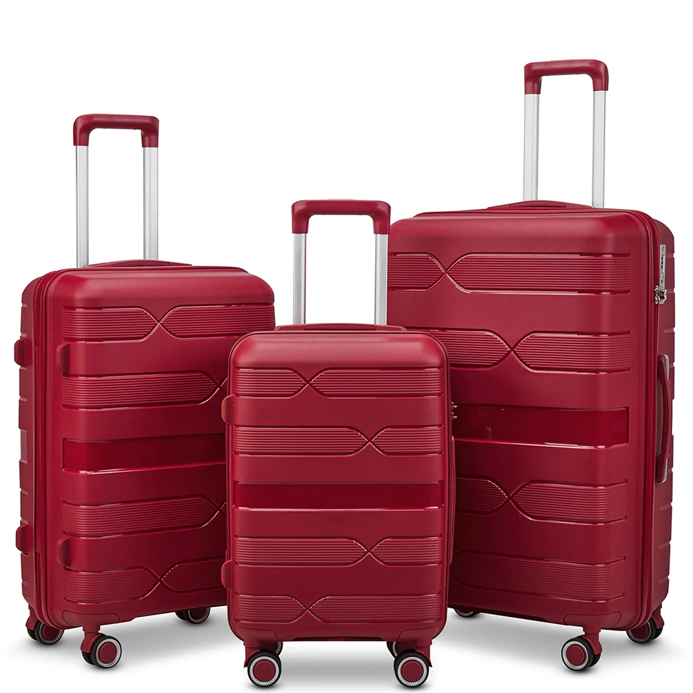 OEM Unisex High Quality Custom PP Hardshell Trolley Suitcase Silent Wheels Spinner Carry-On Travel Bags Luggage Sets 3Pieces