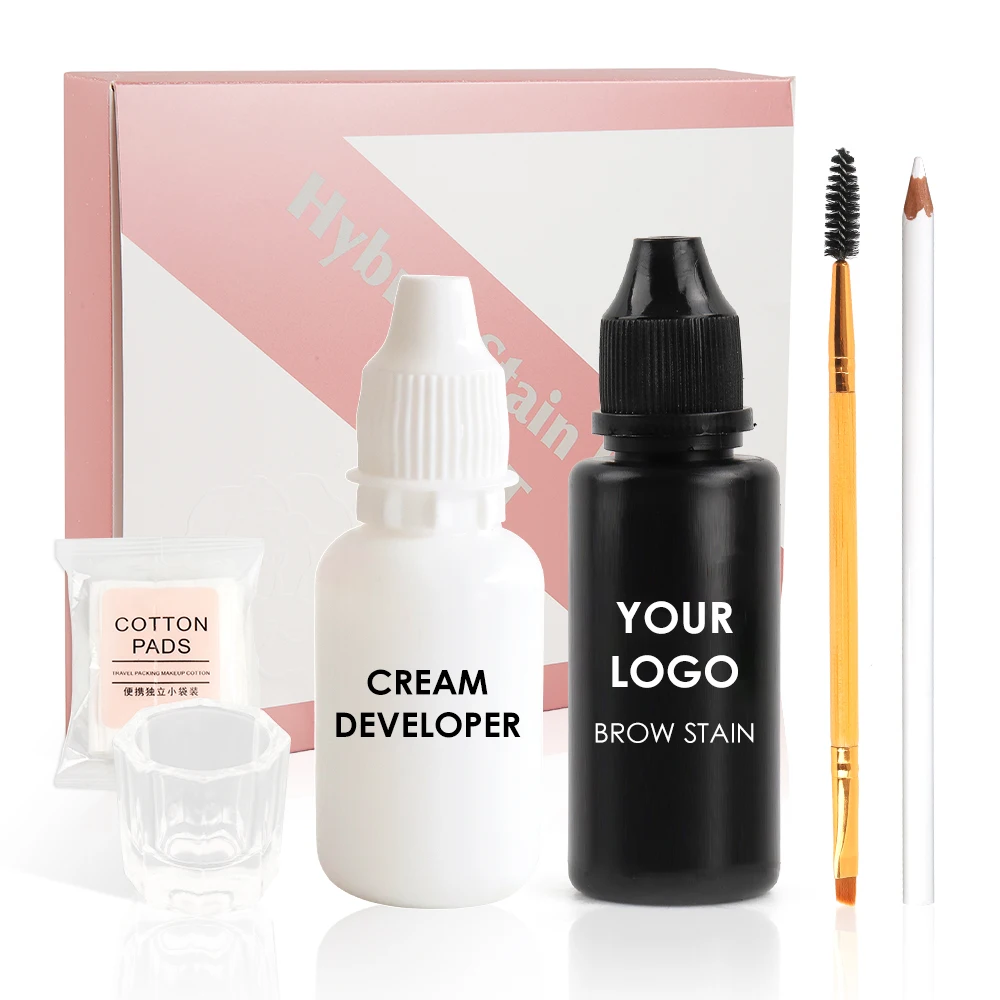 ODM OEM Private label custom waterproof eyebrow stain strong hold eyebrow tint kit liquid eyebrow dye henna free brow stain kit