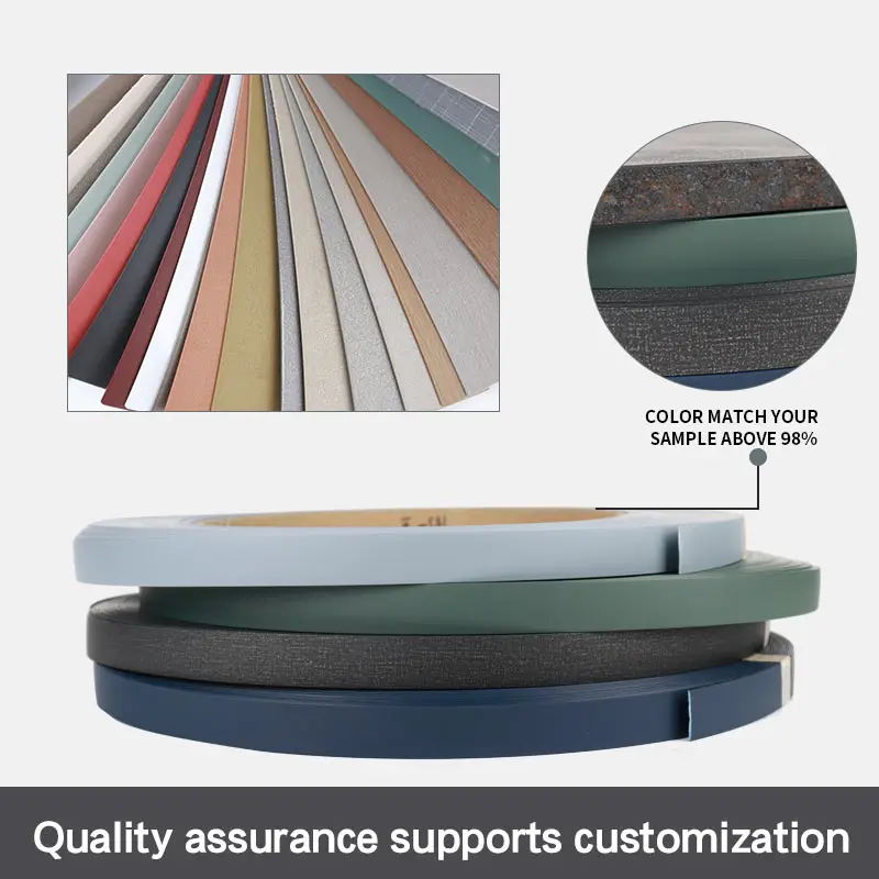 Chinese factories Age resistant solid color and wood grain PVC ABS  3D acrylic edge banding for furniture protection