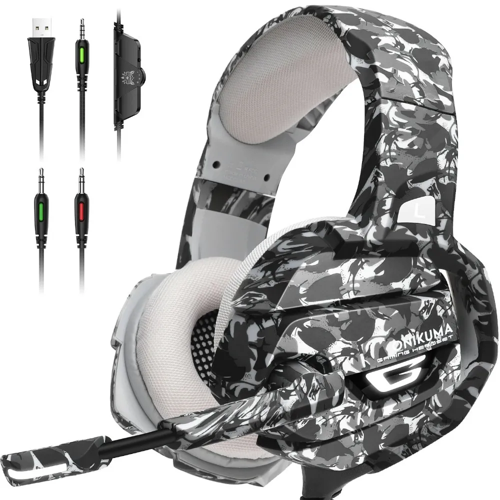 Dropshipping Onikuma Hot Selling k5 Army Camouflage Bass Surround Sound Gaming Headset