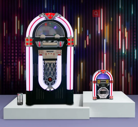 Ретро FM PHONO CD BT большой светодиодный свет пользовательские jukbox bluetooth партии S 50 Вт + 50 Вт сабвуфер беспроводной динамик