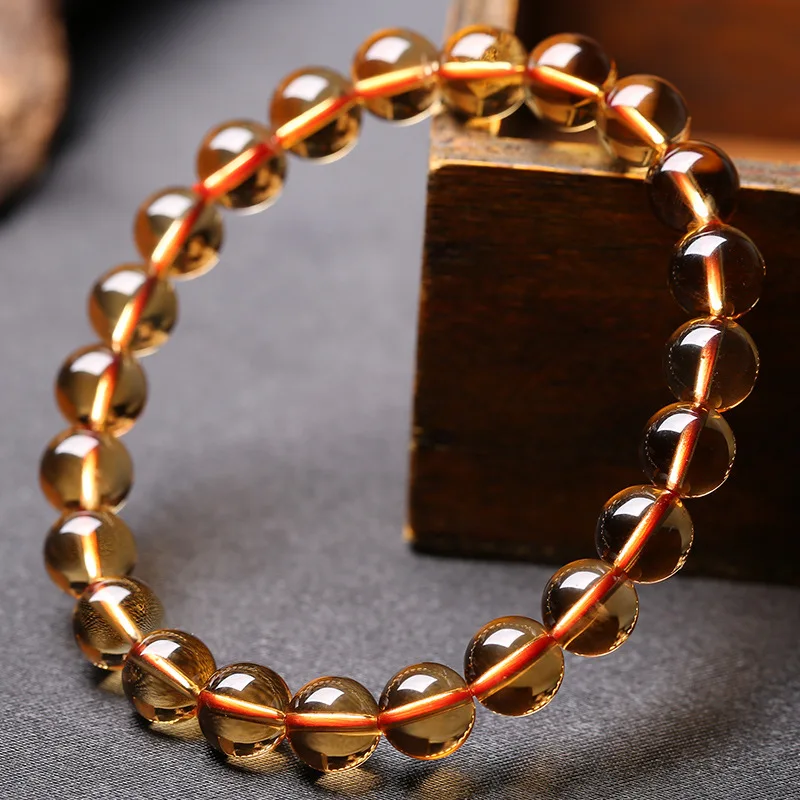 Collection Grade Natural Brazilian Citrine Bracelet Men Women Dark Orange Fashion