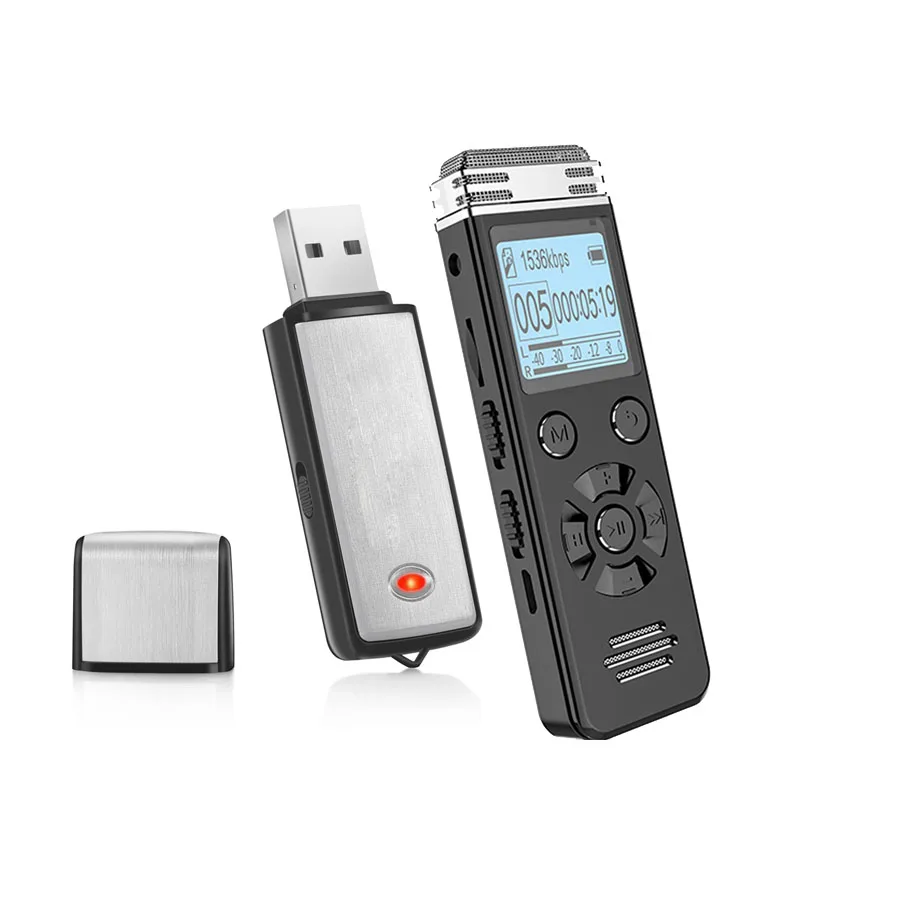 Custom Mini One Key Recording USB Disk Audio Recorder Keychain Voice Recorder for Lectures Black