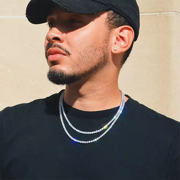 Factory Price Tennis Chain Hip Hop 925 Sterling Silver Pass Diamond Tester VVS Moissante Diamond Necklace GRA Certified