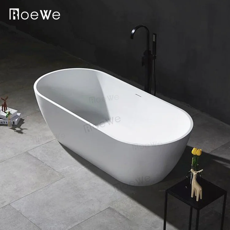 180cm large artificial marble oval shape cast stone resin bath tub luxury bathroom shower free standing solid surface bathtub