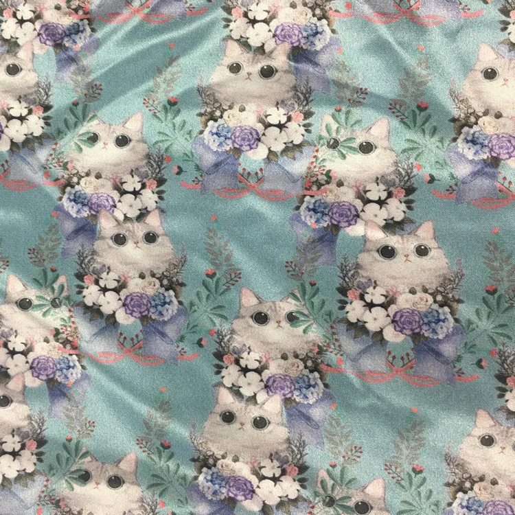 Шелковистый новый стиль цветочный принт 100% полиэстер шармёз атласная шелковая ткань для платья