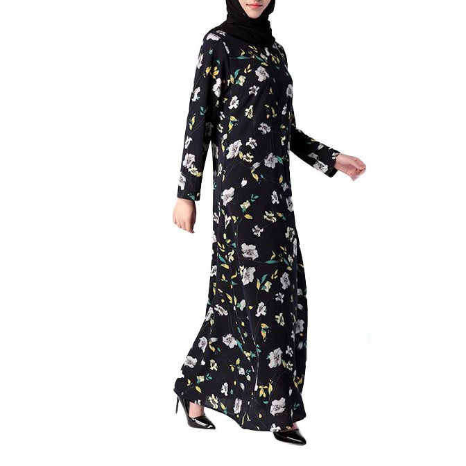 
Kaftan Abaya Islamic Muslim Womens Long Sleeve Printed Long Maxi Dress in Saudi 
