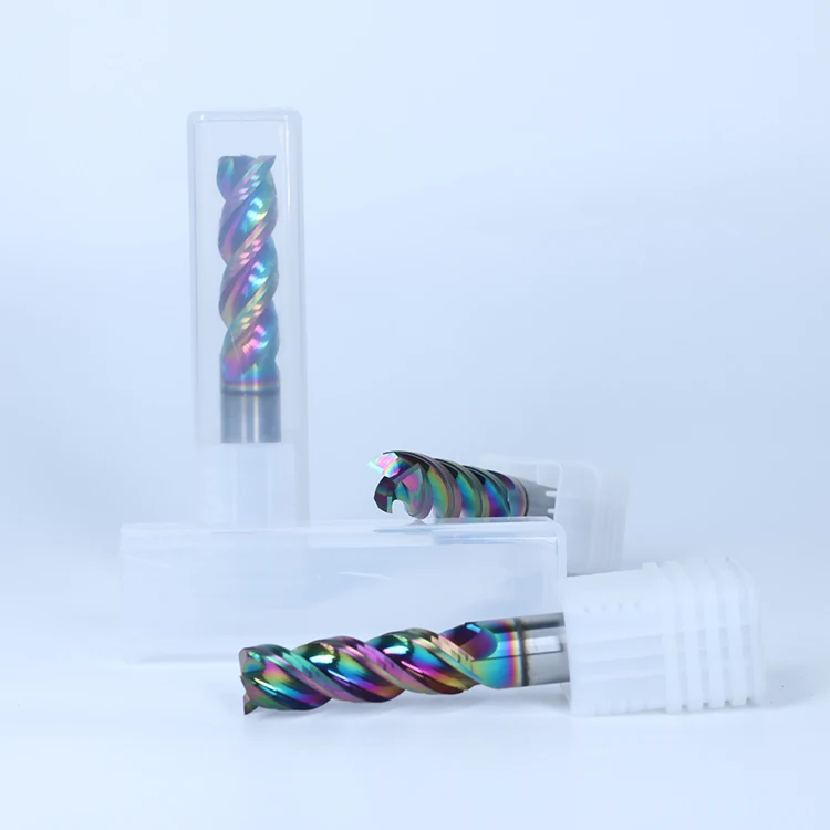 HRC65 Colorful aluminum milling cutter 1-20mm 3 flutes U-groove high gloss high efficiency aluminum milling cutter