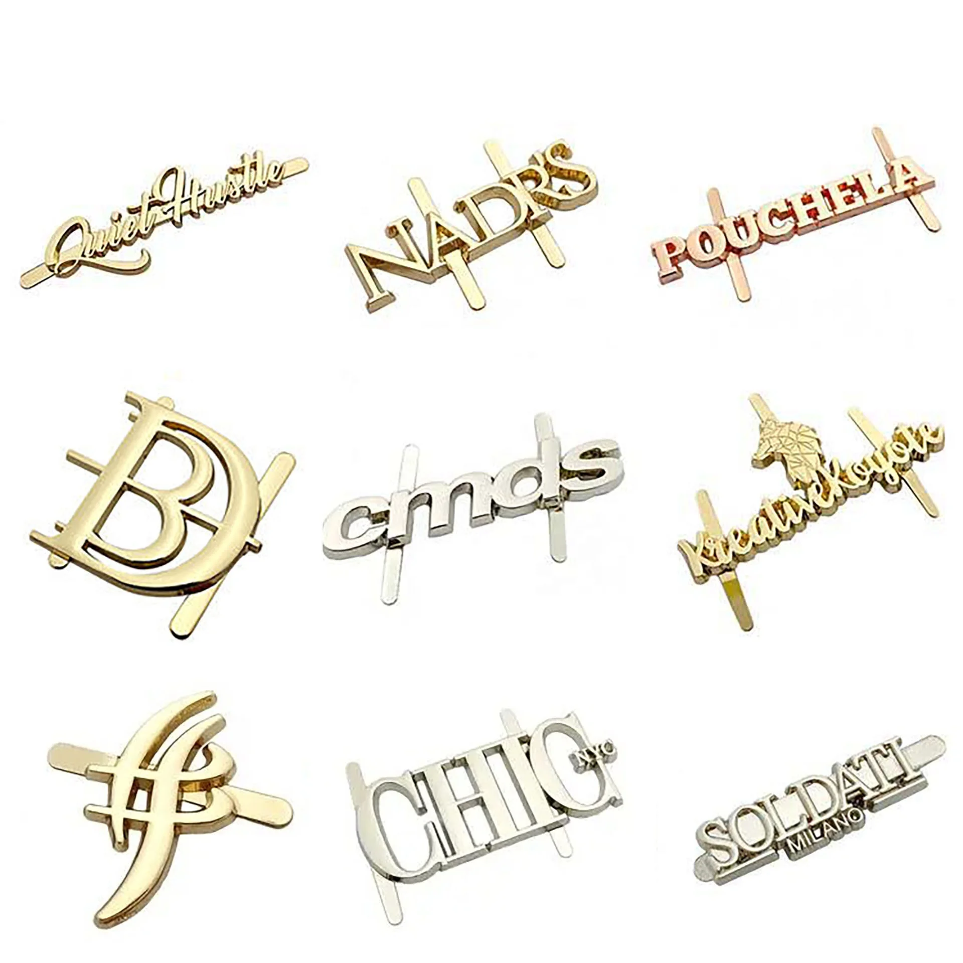 OEM Engraved 3D Metal logo Name Shoe Tags Custom Zinc Alloy Brand Metal Engraving Hang Tag Bag Label