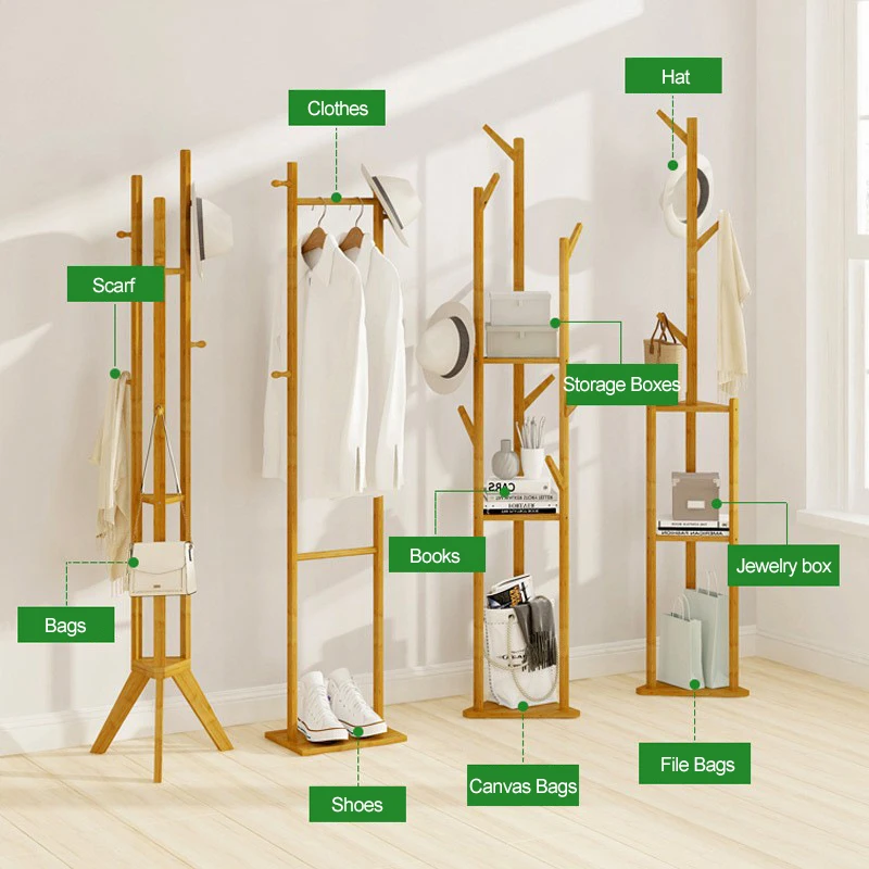 Modern Living room Entryway Hanger Floor Standing Coat Rack Hat Coat Tree Umbrella Stand Clothes Organizer Shelf