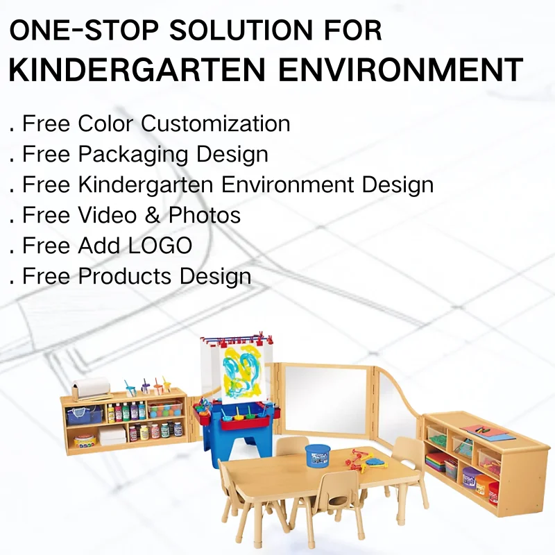 Preschool Furniture Wooden Tables Chairs Daycare Centre Wooden Storage Childcare Centre Montessori Kindergarten Furniture
