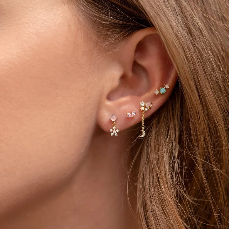 INS New Koala Mickey Teddy Bear Earrings 18k Gold-plated Cute Flower Star Moon Tassel Stud Earring for Women Jewelry Gifts