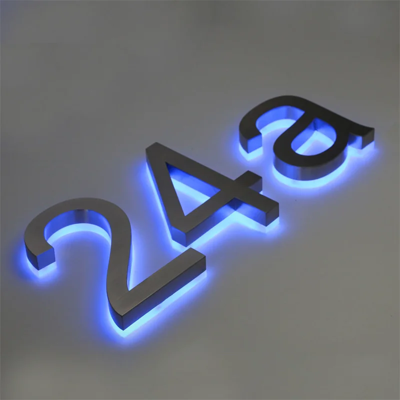 Yabao custom Sign Stainless Steel Glow In The Dark Illuminated Metal Solar Led House Number