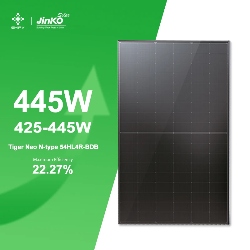 Rotterdam Stock Jinko Solar Price Solarmodule 425W 430W 435W 440W 445W N-Type All Black Bifacial Solar Panels Plaque Solaire