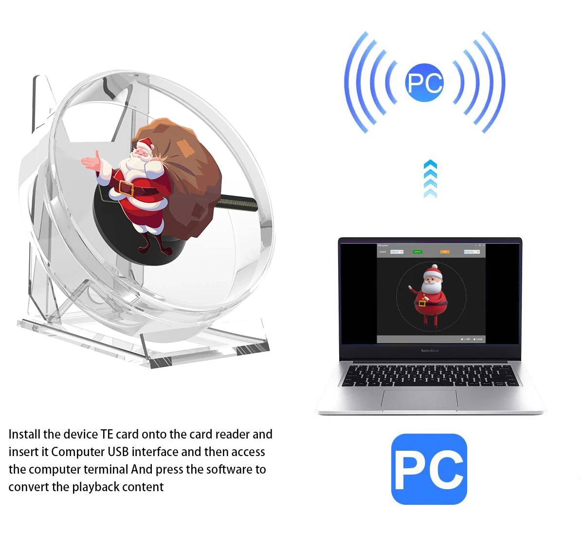 13cm 3D Hologram Projector Fan Desktop Remote Control Advertising 3d holographic fan With Audio Playback With Transparent Cover