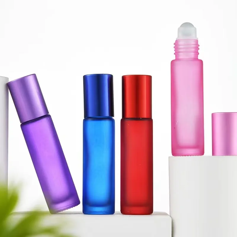 10ml Multicoloured Essential Oil Perfume Glass Roll on Bottle with Stainless Steel Roller