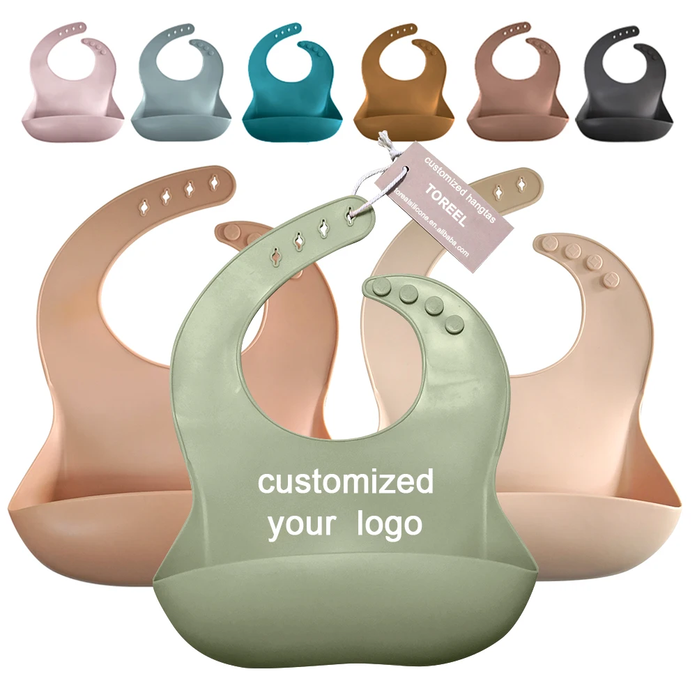 Wholesale silicone baby bibs with big  crumb ctacher