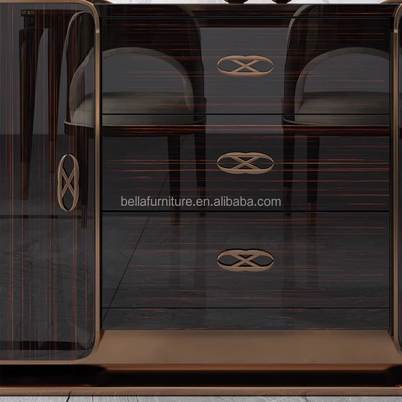 Luxury Modern Console Table with Marble Top Metal Wooden Sideboard Cabinet for Living and Dining Room Home and Hotel Furniture