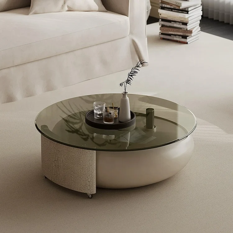 Factory Wholesale Modern Luxury Round Adjustable Can Lift 360 Degrees Rotating Storage Coffee Table