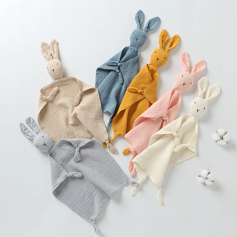 Security Blanet Baby Comforter Toy Organic Muslin Bunny Security Blanket Baby Shower Gift for New Baby