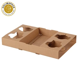 Biodegradable Disposable Paper Coffee Cup Carrier with Handle for Drink Takeaway