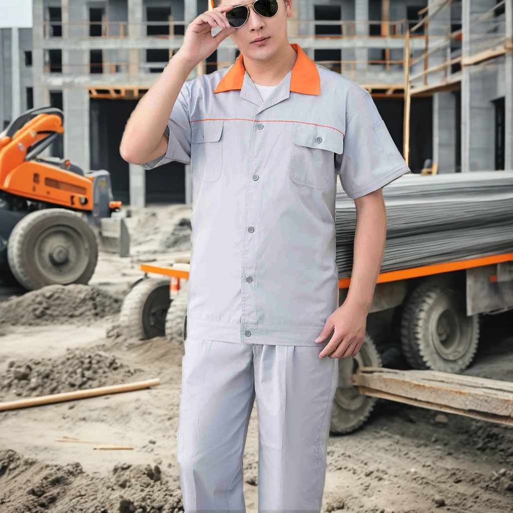 Custom design logo blank plain work workwear cargo men cotton work pants Safety Men Work Shirt