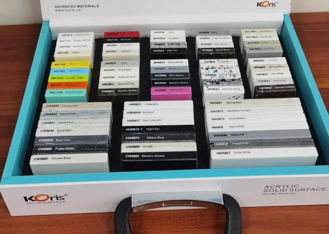 Koris countertop 12mm thick modify and pure acrylic solid surface artificial stone slab