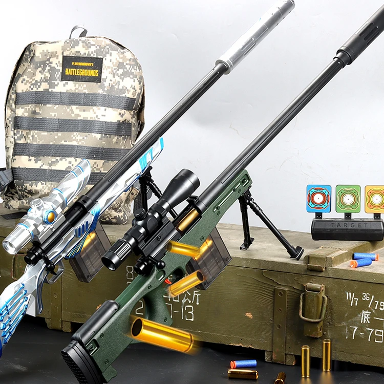 EVA safe shooting plastic toys manual ejection soft bullet toy gun bullet shell jumping soft bullet sniper gun