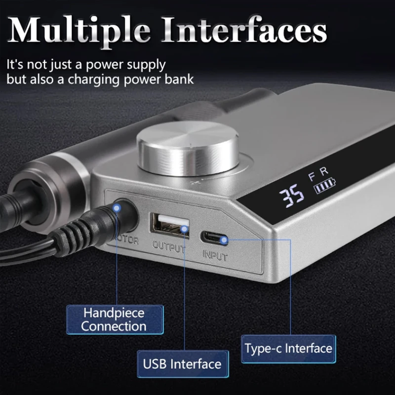 2024 Rechargeable 35000RPM Nail Drill Portable E-File with Long Life Battery Electric Tool for False Nail Extension Nail Gel