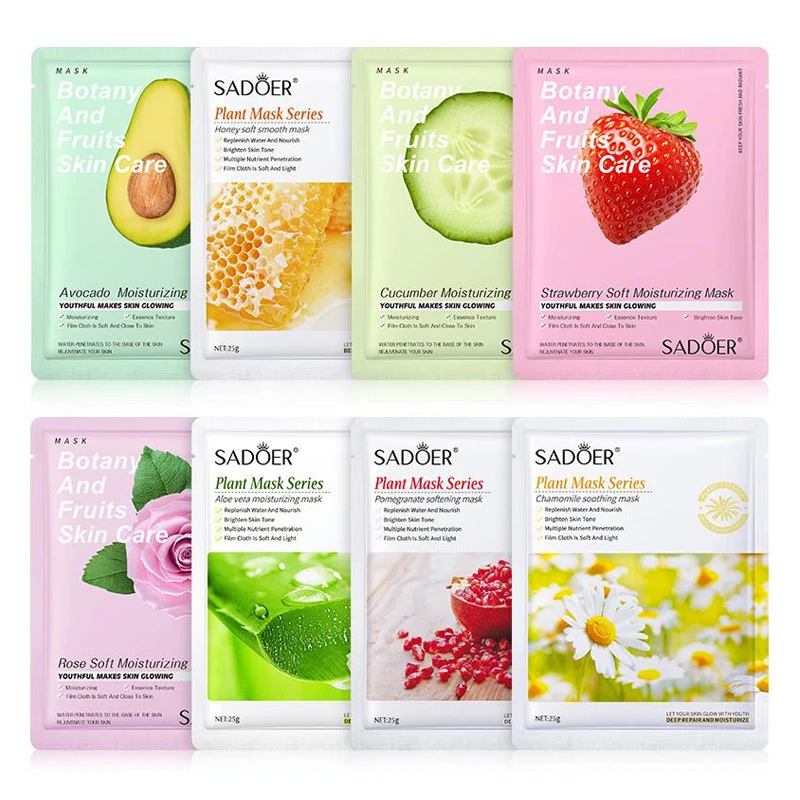 OEM Fruit Face Mask Skin Care Organic Aloe Vera Sheet Mask Form and Face Use Moisturizing Korean Facial Mask