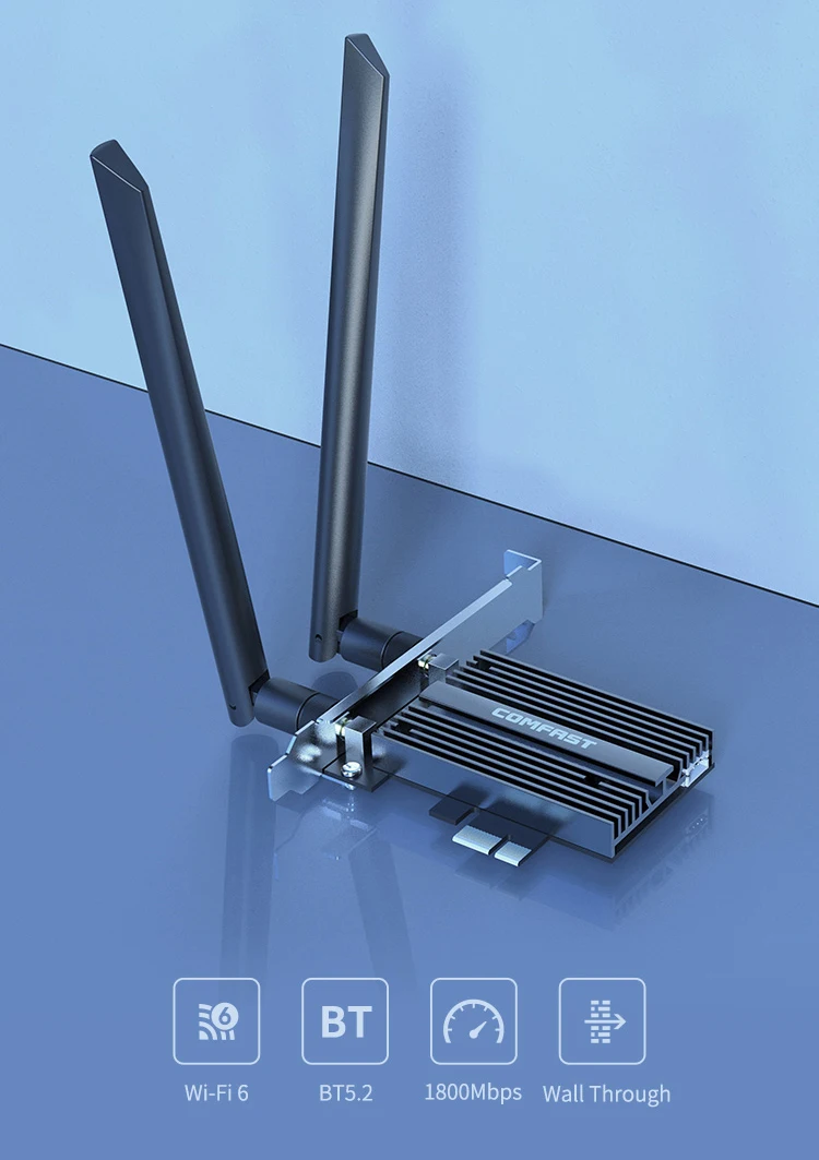 BT беспроводный Wifi6 1800 Мбит/с двухдиапазонный Wi-Fi 2,4G/5G Comfast CF-AX180 PRO сетевая карта
