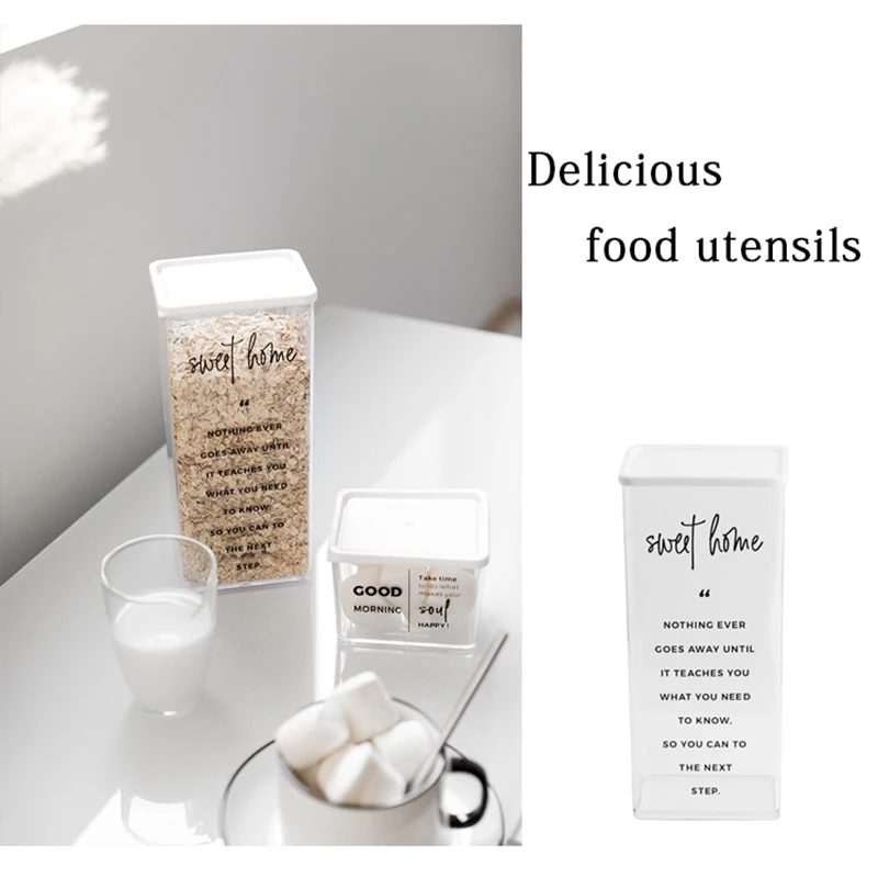 
Nordic Grain Storage Box Transparent Plastic Sealed Jar Kitchen Food Snack Nut Storage Bottle Moisture Salt Sugar Seasoning Tank 