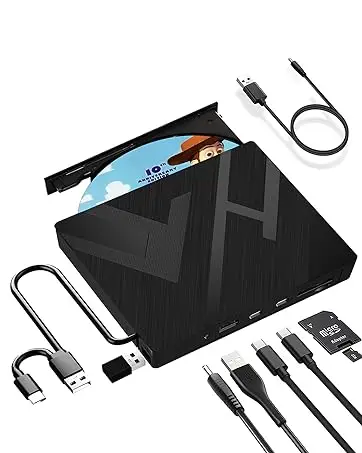 5-in-1 EDD31 External DVD Drive Type-C+USB3.0 Free Drive Tray Optical CD-RW DVD-RW Writer Burner For Mac Wins10 Laptop Computer