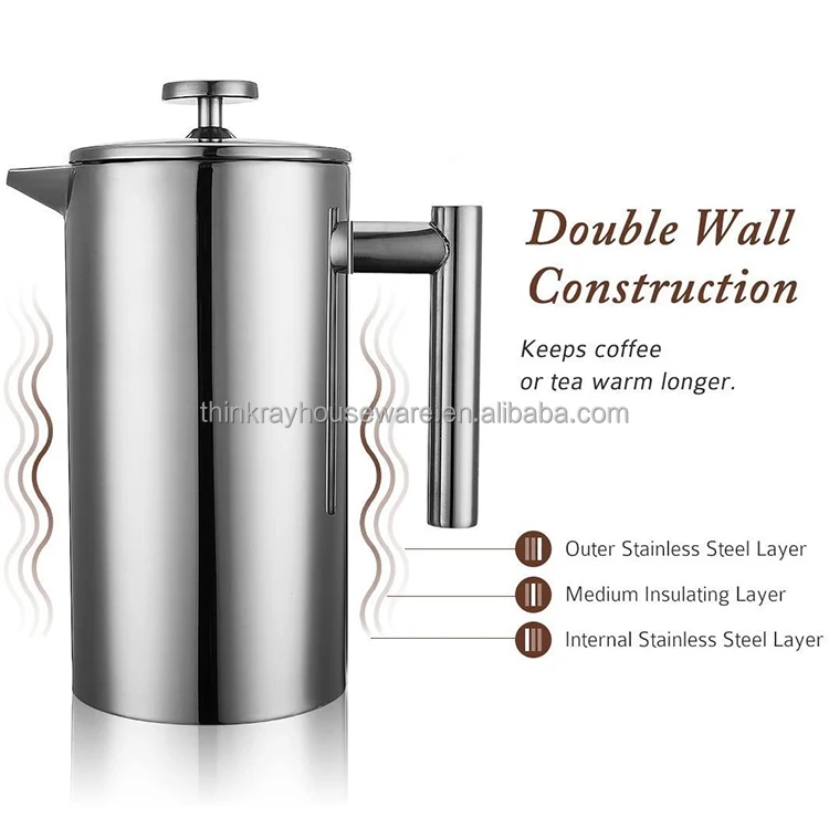 Premium Coffee French Press - Best Selling Double Wall Stainless Steel French Coffee Press - 350ML/800ML/1L