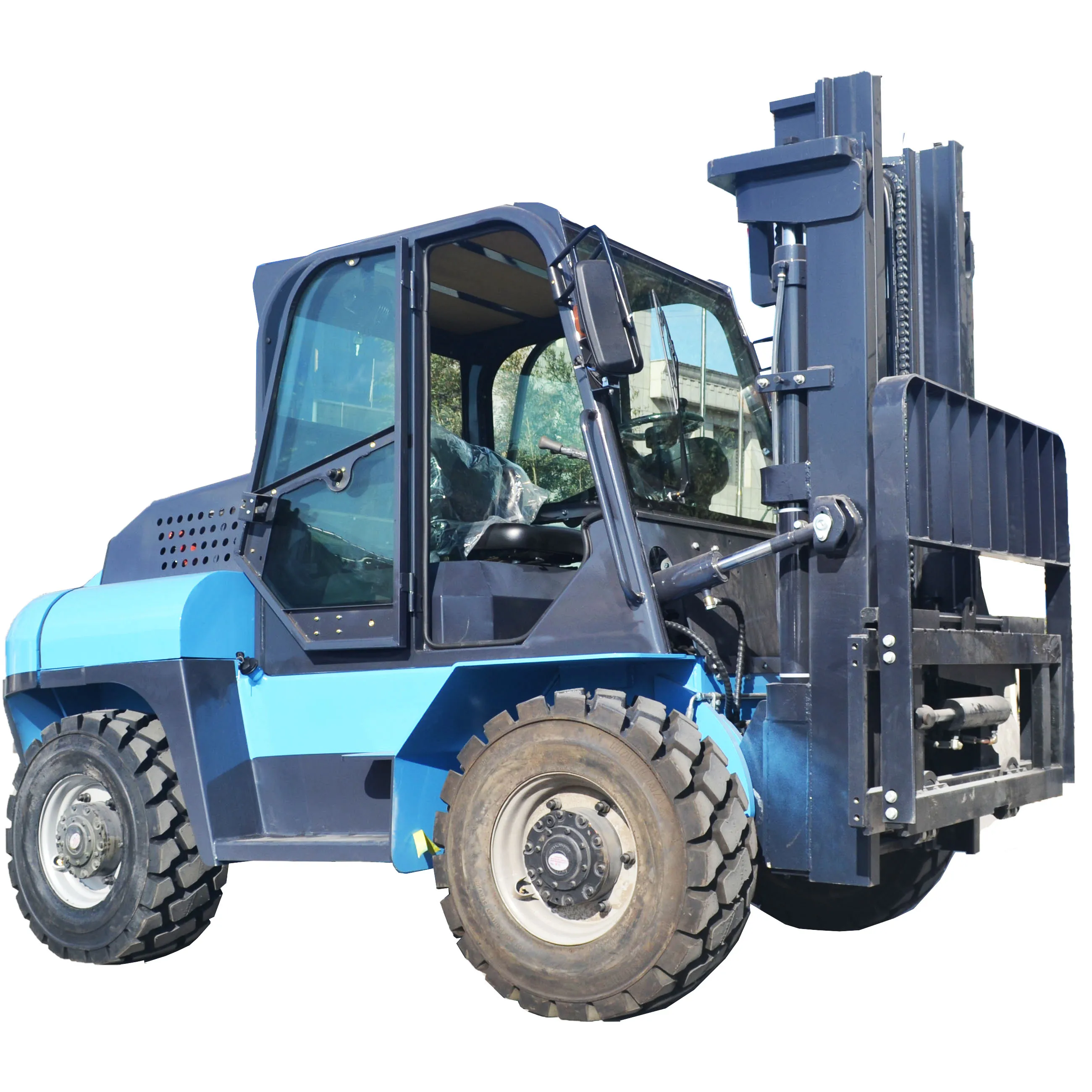 Unloading Fork Lift  Diesel Forklift CE Approved 4X4 Hydraulic  terrain forklift big wheels off road forklift for sale