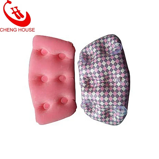 Wholesale Customized Pvc Bathtub Relax Inflatable Bath Pillow Water Proof Pvc Flocking Bath Pillow