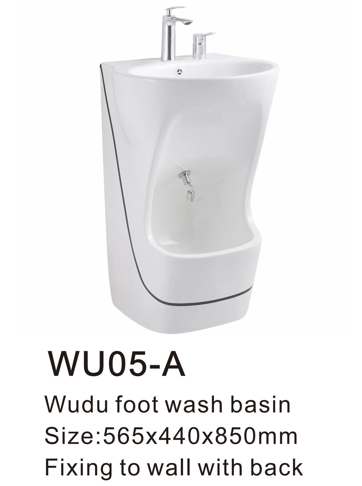 Musulman Wudu Foot Basin Sink Washer Floor Mounted Bathroom Stand Ceramic Sink Pedestal Hand Feet Dual Wash Station Mosque Basin