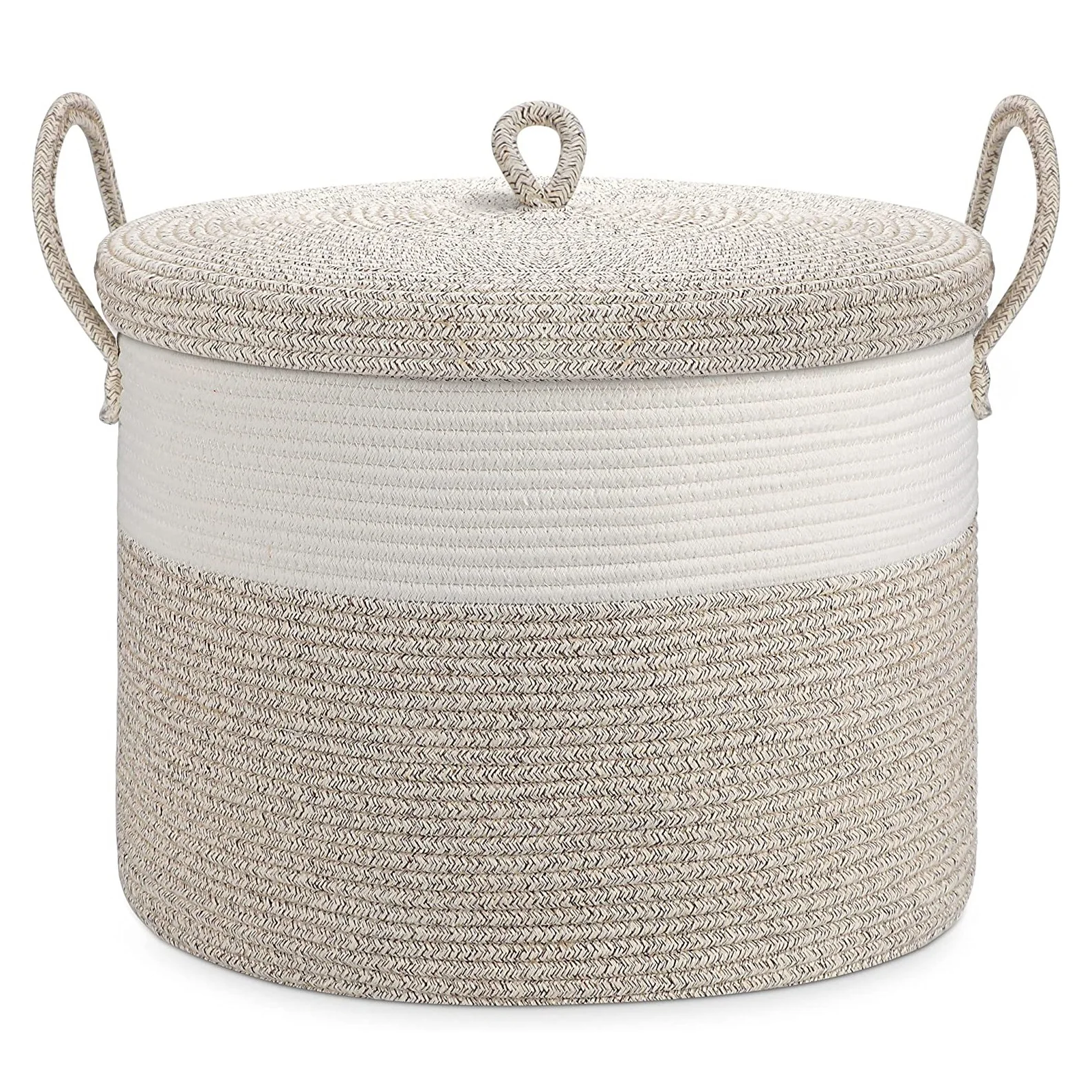 Большая веревочная корзина для одеял с крышкой тканая хранения детской белья декоративная игрушек ручками