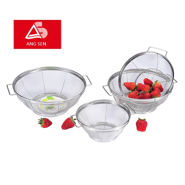 
Fine Mesh basket - Stainless Steel Fine Mesh Strainer Bowl Drainer Vegetable Sieve Colander Sifter with support wire 