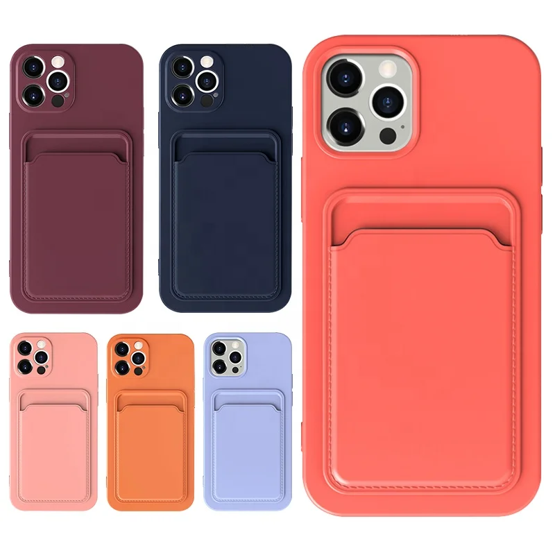 Customized Logo Silicone Cover Credit Card Holder phone case card slot for iPhone 11 12 13 Pro Max 13 Mini Phone Case Wallet