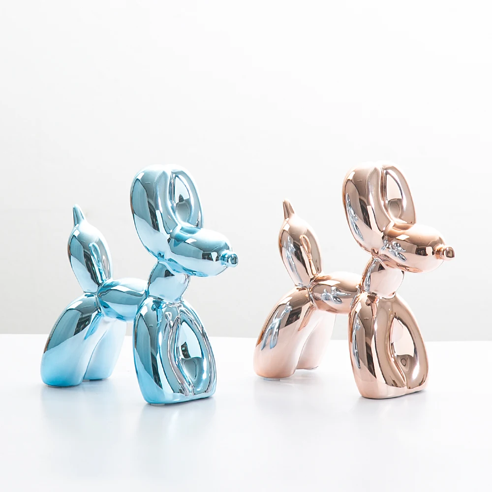 Hot-selling Nordic style Shiny electroplating ceramics High-quality Home decoration Balloon dog